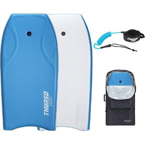 THURSO SURF 42'' Body Boards for Beach Pool Lightweight PE Core IXPE Deck HDPE Bottom FRP Stringers High Performance Body Board with Double Swivel Surf Leash and Bodyboard Bag Lightning