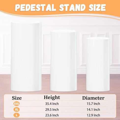 White Cylinder Stand for Party Pedestal Stand Set of 3 Cylinder Stands Round Cylinder Pedestal Stands for Parties Dessert Table Display Pillars Cake Stand Cylinder for Wedding Birthday Props in Saudi Arabia
