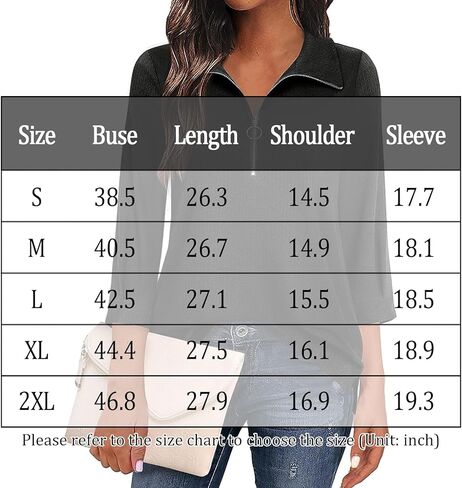 قمصان نسائية كاجوال أنيقة بطول 3/4 كم ورقبة على شكل حرف V وبلوزات نصف سحاب وياقة قمصان بولو نسائية in Kuwait