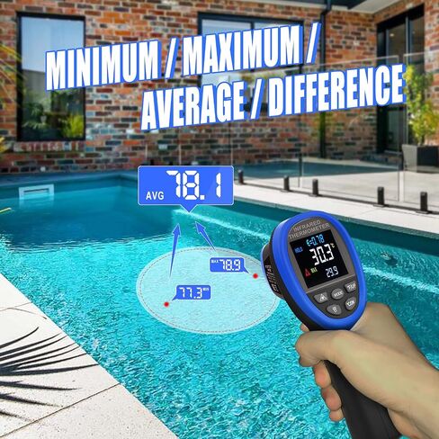 BTMETER BT-1800C البيرومتر -58 درجة فهرنهايت ~ 3272 درجة فهرنهايت (-50 ~ 1800 درجة مئوية) مسدس درجة حرارة الأشعة تحت الحمراء، D:S 50:1 مقياس حرارة عالي الحرارة بالأشعة تحت الحمراء لصهر المعادن في فرن HVAC الصناعي (ليس لدرجة الحرارة البشرية) in Kuwait