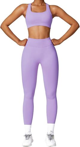 Workout Outfits for Women 2 Piece Sports Bra and High Waist Pants Leggings Women Seamless Yoga Set Gym Clothes Sets in Kuwait