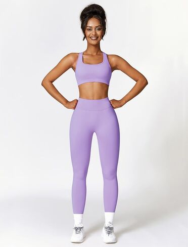 Workout Outfits for Women 2 Piece Sports Bra and High Waist Pants Leggings Women Seamless Yoga Set Gym Clothes Sets in Kuwait