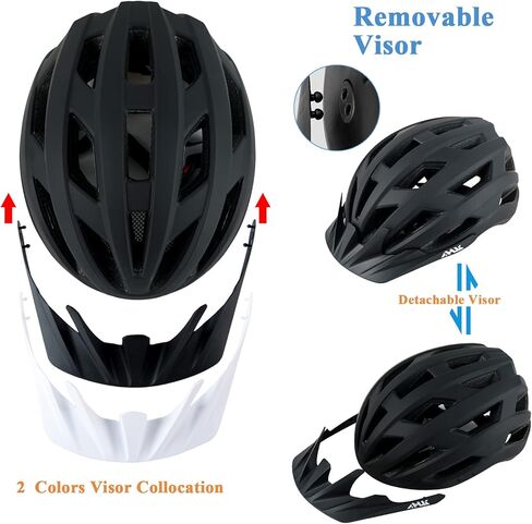 Youth Adult Road Bike Helmet, Men Women Adjustable Mountain Bicycle Helmet with Detachable Visor, 2 Sizes for Age 8-14+ Teen, Kids, Adult in Kuwait