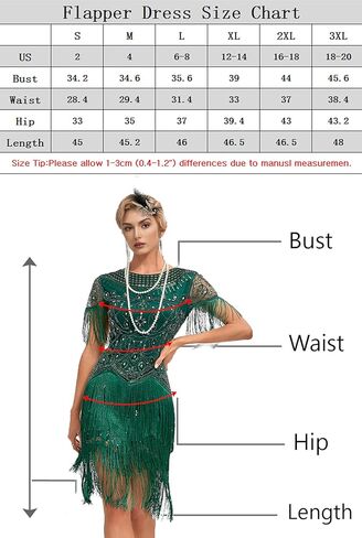 YACHARM 1920s Flapper كم طويل مهدب كوكتيل غاتسبي هادر 20s فستان مُطرز بالترتر مع مجموعة إكسسوارات 20s in Saudi Arabia