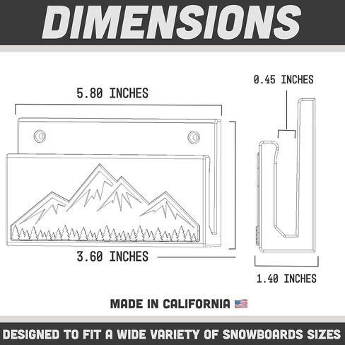 Snowboard Display Rack - Wall Mount Storage | Fits Virtually All Snowboards | Hardware Included | Made in USA (Black) in Saudi Arabia