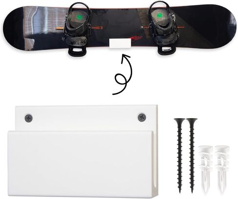 Snowboard Display Rack - Wall Mount Storage | Fits Virtually All Snowboards | Hardware Included | Made in USA (Black) in Saudi Arabia