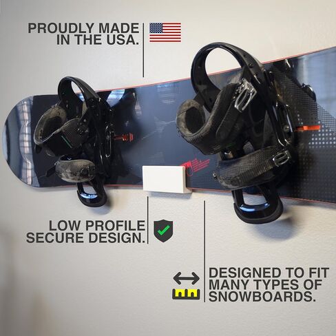Snowboard Display Rack - Wall Mount Storage | Fits Virtually All Snowboards | Hardware Included | Made in USA (Black) in Saudi Arabia