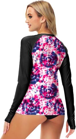 AOBUTE Women Zipper Rash Guard UPF 50+ Sun Protection Swim Shirt Surf Top with Thumb Hole in Kuwait