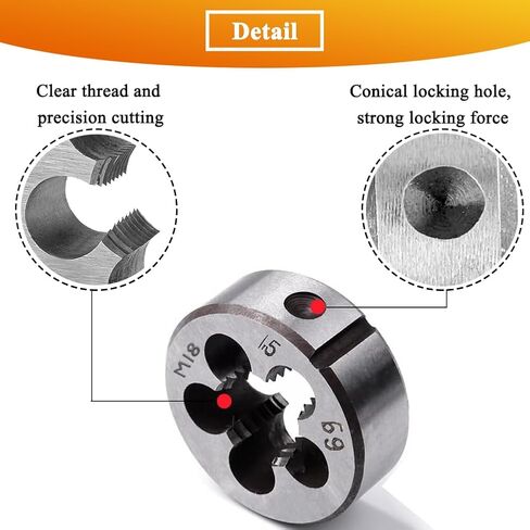 مجموعة الصنبور والقالب المترية M18 × 1.5 مم HSS آلة الصنبور وسبائك الصلب المستديرة المصنوعة يدويًا اليمنى... in Kuwait