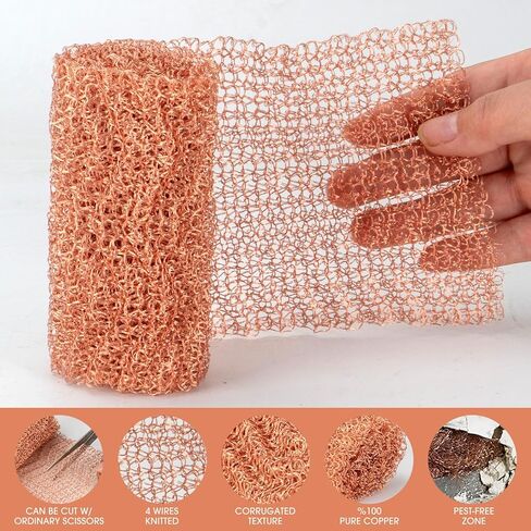 لفة شبكية نحاسية، شبكة سلكية نحاسية قوية نقية مناسبة لسد الفجوة النحاسية في الحدائق والمنازل، مقاس 4 بوصة × 40 بوصة - لفة واحدة in Kuwait