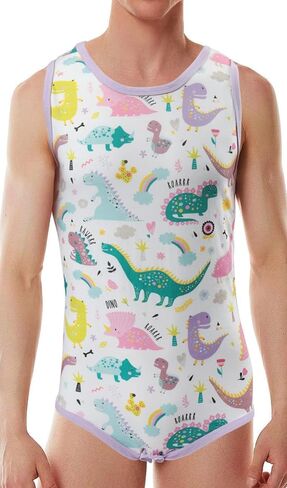 CutiePlusU Cotton Button Crotch Bodysuits Adult Romper Sleeveless Onesie for Men Print in Saudi Arabia