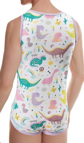 CutiePlusU Cotton Button Crotch Bodysuits Adult Romper Sleeveless Onesie for Men Print in Saudi Arabia