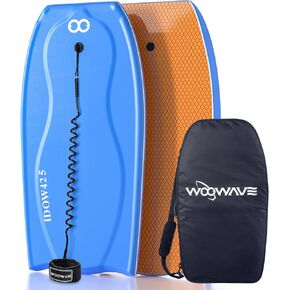 Bodyboard 42.5-inch Body Board with PE Core,IXPE Surface,HDPE Slick Bottom,Coming with Premium Coiled Wrist Leash Bodyboard Bag Perfect Surfing for Adults Surfer (Blue/Gray) in Kuwait