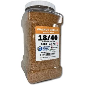 Premium Ground Walnut Shells Grit Size 18/40-5 lbs/2.3 kg - Medium to Fine Grit Walnut Shells for Tumbling, Blasting or Vibratory Use