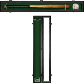Baseball Bat Display Case Wood Frame Wall Mounted Vertical or Horizontal Holder Rack Cabinet with 98% UV Protection-Lockable Acrylic Door- Black 1 Pack