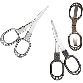 2 pcs Folding Scissors Portable Scissors Stainless Steel Telescopic Cutter Foldable Scissors for Home office Outdoor Travel Fishing