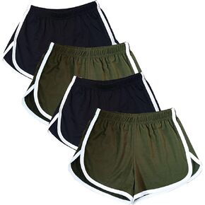 CAMEWAY 4 Pack Women's Cotton Yoga Dance Short Pants Summer Athletic Cycling Hiking Sports Shorts