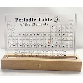Periodic Table with 83 Real Elements Sample Inside, Acrylic Stand Real Chemical Element Periodic Table Teaching Tools, Gift for Science Enthusiast, Kids, Students, Teachers (Large Size)