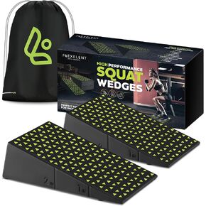 Squat Wedge Block Pair, Calf Stretcher Slant Board for Squats, Calf Raise Block, Anti-Slip Heel Elevated Squat Wedge, ATG Equipment, 17° Incline, 3.5x5.9x12.2, Backpack Included
