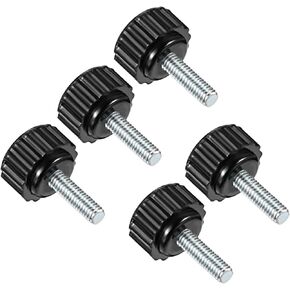 Knurled Clamping Knobs, M6 x 20mm Male Thread 21mm Head, Thermoset Plastic Thumb Screw Grip Bolt Knobs Black - (Applications: for Lathe Machinery), 5-Pieces