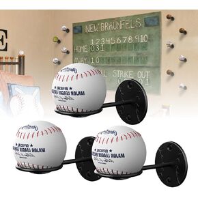 Baseball Display Holder Wall Mount,Softball Holders for Balls Display,Heavy Duty Baseball Wall Mount Storage Rack,Wall Mounted Baseball Organizer,Softball Disply Holders for Boys Room Decor - 6Pcs