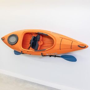StoreYourBoard Roanoke Kayak Storage Rack, Holds 100 lbs, Kayak Wall Mount Hooks, Kayak Rack for Garage, Space Efficient Indoor Kayak Holder, Solid Steel, Protective Padding