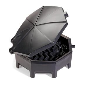 New Pig Poly Drum Funnel | Hinged Lid | for 55 Gal Tight-Head Steel & Poly Drums | 29" D x 11" H | Yellow | DRM672-YW