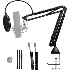 YOUSHARES Mic Boom Arm Compatible with Fifine Microphone, Shure SM7B, MV7, Blue Yeti Mic, HyperX QuadCast Mic, Rode Podmic and Most USB Mics, Premium Mic Stand Great for Gaming and Streaming.