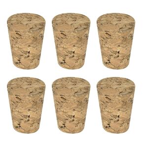 MECCANIXITY الفلين المدبب، 25x20x31mm سدادات الفلين الناعمة الخشبية المقاومة للتسرب لزجاجات النبيذ والبيرة والحرف اليدوية الفلين استبدال لوازم المختبرات، لون الخشب الداكن، حزمة من 6