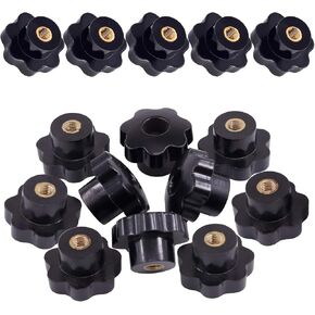 Hilitchi Plastic Screw On Type Knurled Clamping Nuts Knob Handle Star Knob Assortment Kit