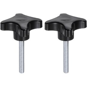 2pcs Star Knobs M8 x 16mm Male Thread Plastic 4-Star Stud Knob Hand Tightening Clamping Screw Replacement Threaded Handle, Black