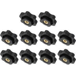 uxcell 15Pcs M6 Star Knob Knurled Thread Clamping Knob Plastic Screw-On 6 Star Knob Handle Replacement for Umbrella Base Machinery