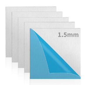 5 Pack 6061 T6 Aluminium Metal Sheet 12 x 12 Flat Plain Plate Panel Aluminium Metal Sheets Plate with Protective Film, Aluminum Metal Plate for Crafting, Industry (5, 1/50"(0.5mm))