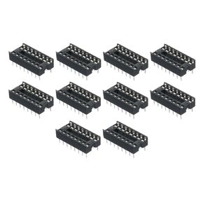 MECCANIXITY 40pcs DIP IC Chip Socket Adapter Flat Pin 14P 2.54mm Pitch IC Socket for PCB Board Chip, 7.4mm Black