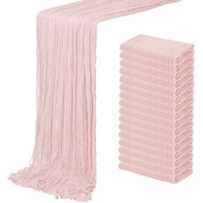 4 Pack Sage Green Cheesecloth Table Runner 20 x 120 inch Gauze Table Runners 10 FT Long,Semi Sheer Boho Cheese Cloth Fabric Table Runner Bulk for Wedding,Party,Baby Shower,Bridal Shower Decoration