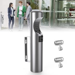 Wall-Mount Cigarette Butt Receptacle for Outside, Outdoor Cigarette Butt Disposal, Commercial Smoking Receptacles to Avoid Discarding Cigarette Butts,Easy to Clean -Black