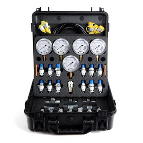 Hydraulic Pressure Test Kit，600bar /8700psi / 60mpa 5 Gauges 14 Tee Connectors 13 Test Couplings 5 Test Hoses, Hydraulic Gauge Kit Sturdy Carrying Case