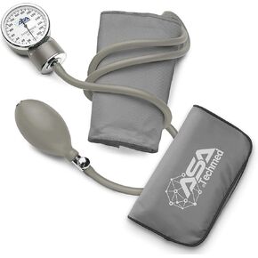 ASA TECHMED Manual Blood Pressure Monitor - Aneroid Sphygmomanometer Blood Pressure Cuff arm for Nurses Universal (Light Grey) Standard