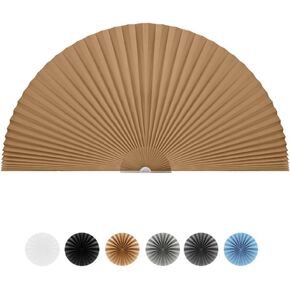 Arch Window Shade Half Circle Arched Non-Woven Stick on Cut to Size self Adhesive Light Filtering Half Moon Round Window Covering Pleated Blinds for Front Door (1, Black, 24 x 12 Inches)