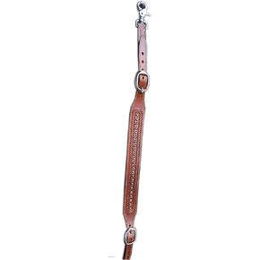 EU Equestrian Hand-Tooled Decorative Custom Wither Strap with Stainless Steel Buckle, TAN /BROWN