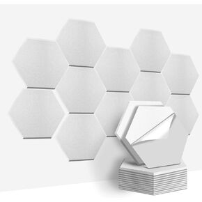 Art3d 12 Pcs Hexagon Acoustic Panels, High Density Sound Absorbing Panels, Soundproof Wall Panels For Home, Sound Insulation Beveled Edge Tiles, Black-Triangle