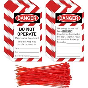 50PCS Lockout tagout Tags Do not Operate Equipment Tags Danger do not Operate Tags Loto Tags with 50 Zip Ties OSHA Compliant,for Out of Service Lock Out Tag Out Equipment Repair