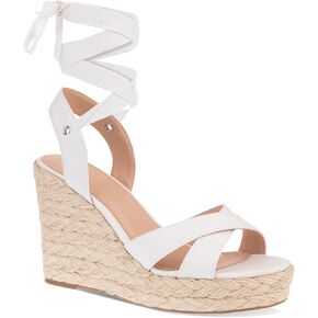 SUMOJIU Women's Wedge Platform Espadrille Open Toe Lace-Up Sandals, Cross Strap Wedge Sandals Summer Espadrilles Ankle Strap Buckle Platform Sandals