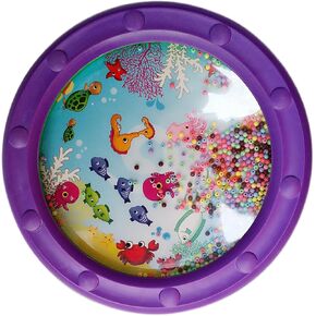 Ocean Drum Wave Bead Drum Gentle Sea Sound Music Gift Educational Tool Percussion Instruments Drum，10 Inch Fish Graphic Sea Drum (1 Pcs)