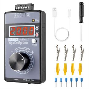 Koolertron 0/4-20mA DC 0-10V Signal Generator,2-IN-1Portable Mini Function Generator Built-in 1000mAh Rechargeable Battery,Analog Generator with 4-Digit LCD Display,Accuracy 0.01,for PLC/Panel Testing