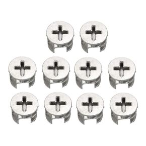 uxcell 10 Pcs Furniture Cam Lock Nut Connectors Fittings 15x12mm for Cabinet Drawer Wardrobe Panel Connecting