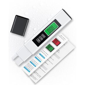 Pawfly 4 in 1 TDS Meter Digital Water Tester, TDS EC and Temperature (℃/℉) Meter, Fast Accurate Digital Water Tester, 0-9999 ppm Water Quality Tester