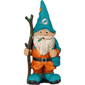 FOCO Miami Dolphins NFL Holding Stick Gnome 10.5 Inches Tall, Multicolor Team Colors