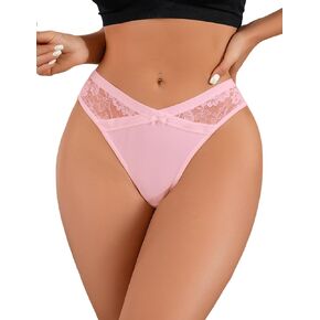 Lncozun Sexy Lace G-String Thongs for Women 4 Pack Panties Underwear Stretch T-back Tangas Low Rise Lingerie Bikini Briefs