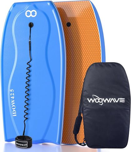 Bodyboard 42.5-inch Body Board with PE Core,IXPE Surface,HDPE Slick Bottom,Coming with Premium Coiled Wrist Leash Bodyboard Bag Perfect Surfing for Adults Surfer (Blue/Gray) in Kuwait